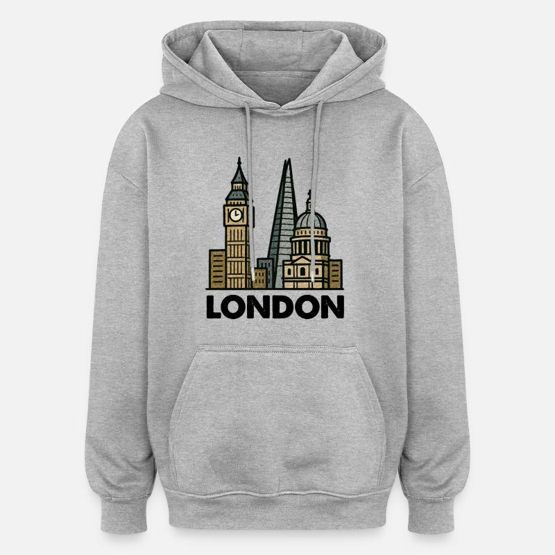 Skyline de Londres - Sweat à capuche oversize unisexe - gris chiné