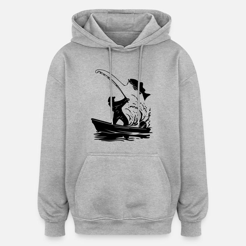 pêcheur - Sweat à capuche oversize unisexe - gris chiné