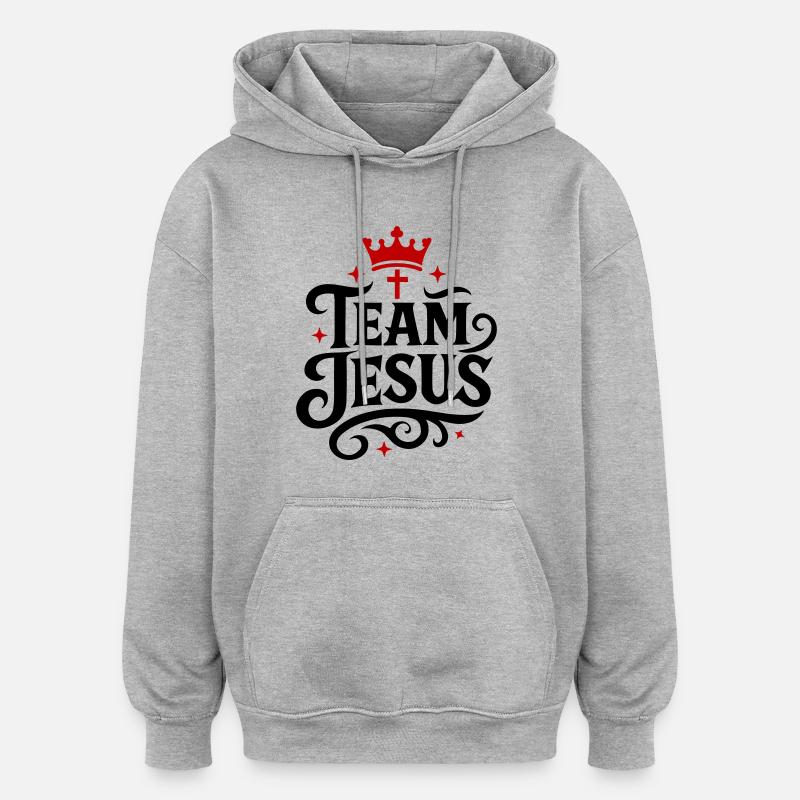 Couronne de l’équipe Jésus - Sweat à capuche oversize unisexe - gris chiné