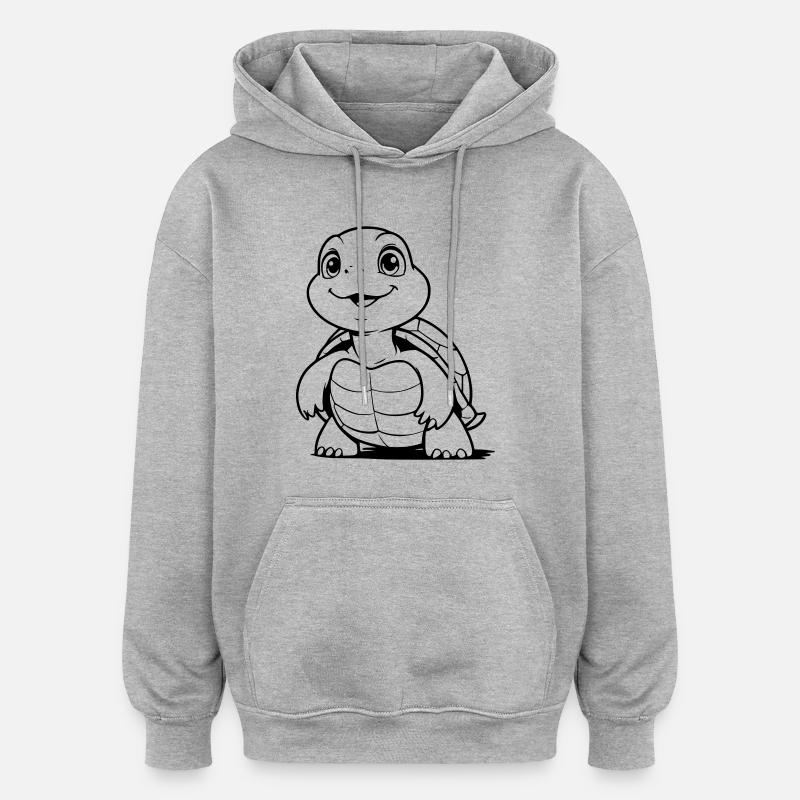 tortue mignonne comme illustration vectorielle - Sweat à capuche oversize unisexe - gris chiné