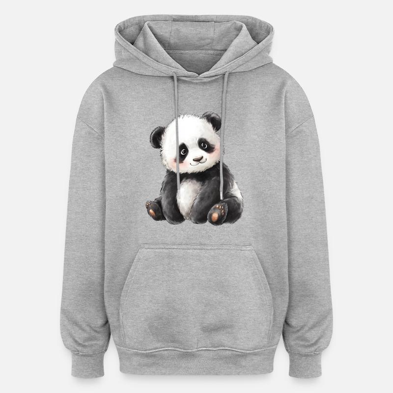 Mignon bébé panda - Sweat à capuche oversize unisexe - gris chiné