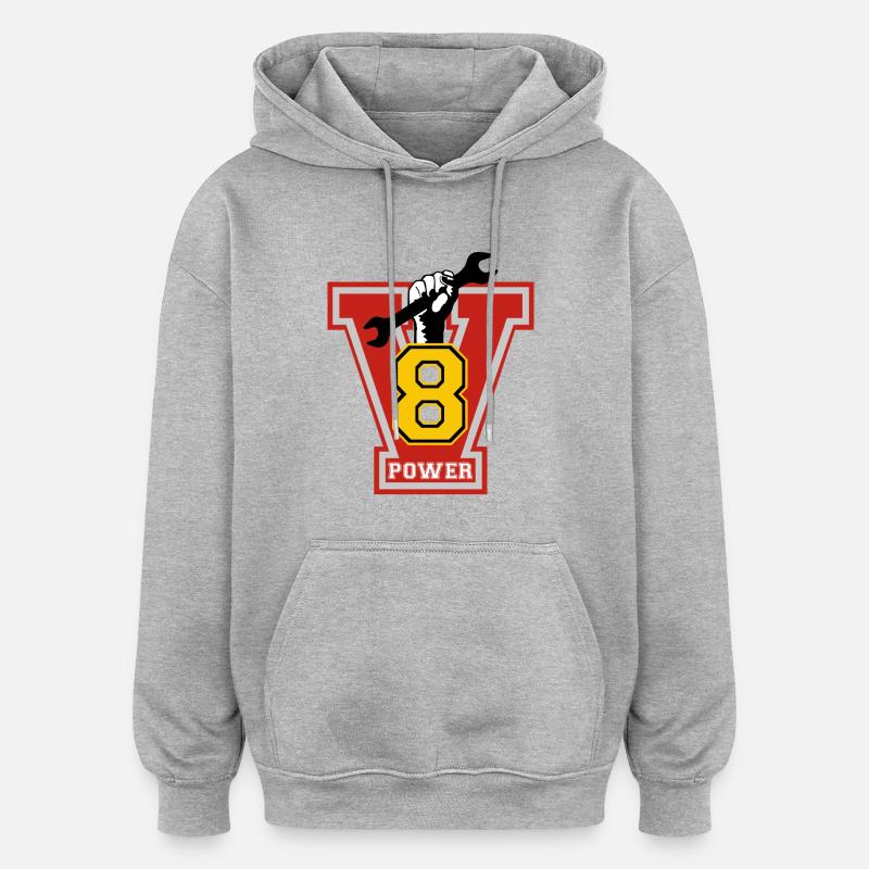 v8 power - Sweat à capuche oversize unisexe - gris chiné