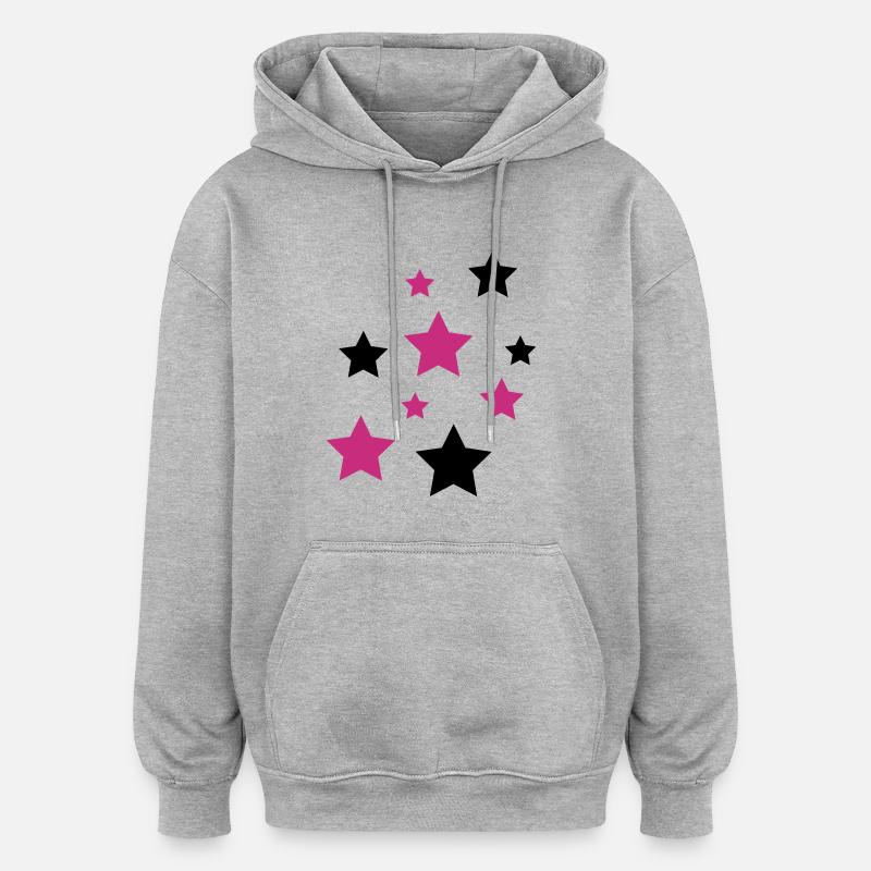 Star, les étoiles - Sweat à capuche oversize unisexe - gris chiné