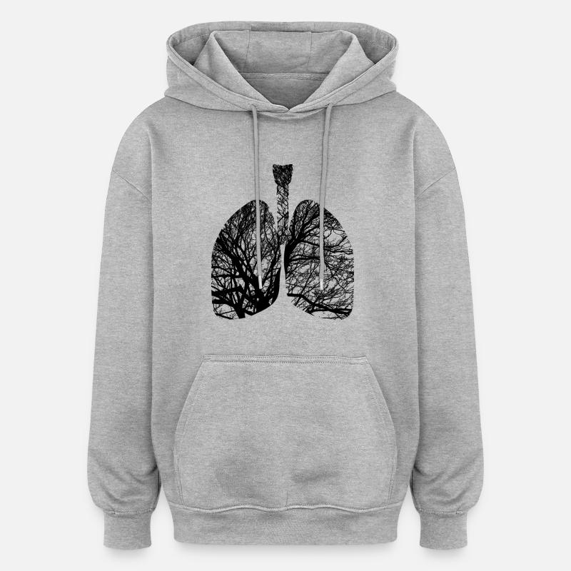 Les poumons - Sweat à capuche oversize unisexe - gris chiné