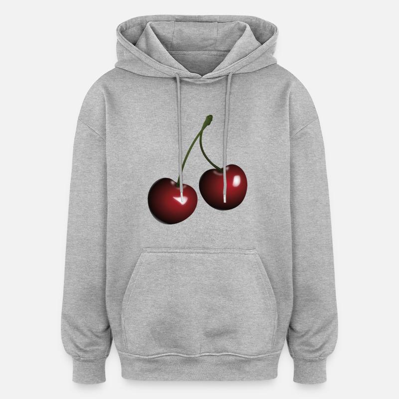 cerises - Sweat à capuche oversize unisexe - gris chiné