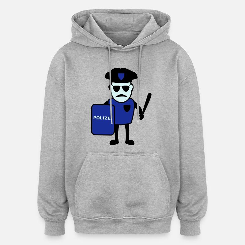 Policeman avec matraque - Sweat à capuche oversize unisexe - gris chiné