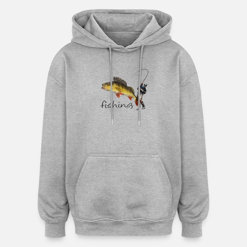 Fishing - Sweat à capuche oversize unisexe - gris chiné