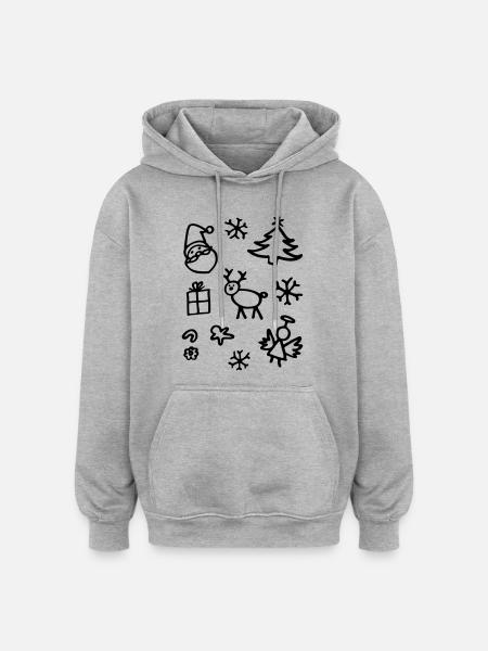 Jule motiver julefotogaver - Oversized unisex-hettegenser - gråmelert