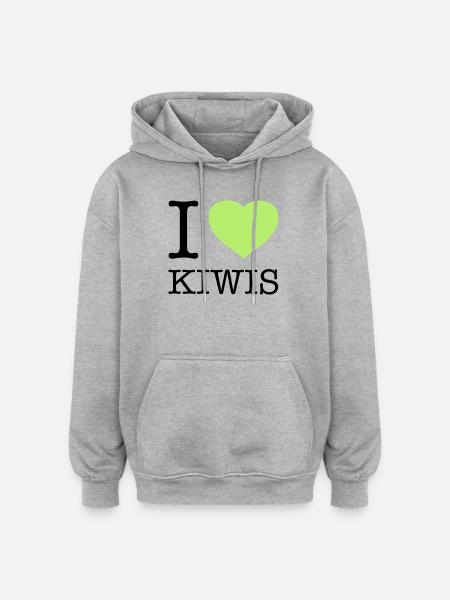 I LOVE KIWIS Kiwi - Oversized Unisex Hoodie - heather grey