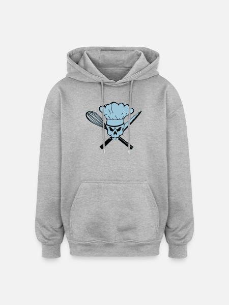 Koch Pirat oder Rebell Totenkopf - Oversized Unisex Hoodie - Grau meliert