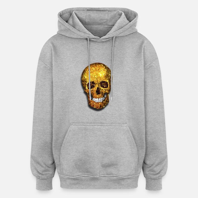 Gold Skull - Sweat à capuche oversize unisexe - gris chiné