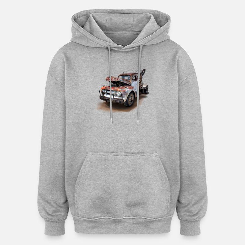 voiture rouillée - Sweat à capuche oversize unisexe - gris chiné