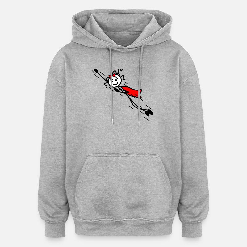 Voler superwoman ou super vite - Sweat à capuche oversize unisexe - gris chiné