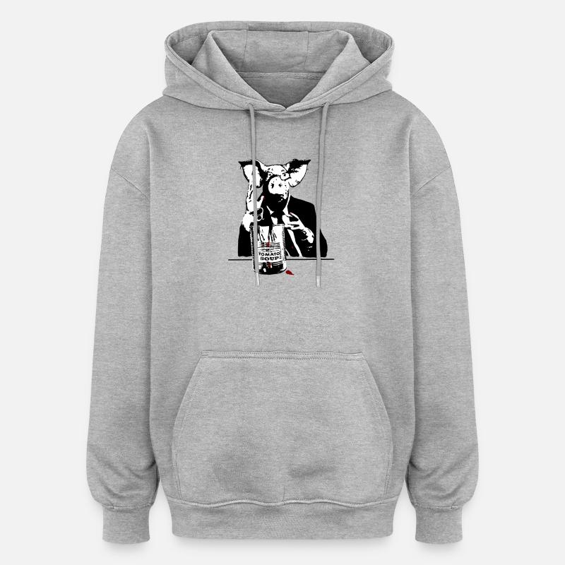 Cochon de guerre - Sweat à capuche oversize unisexe - gris chiné