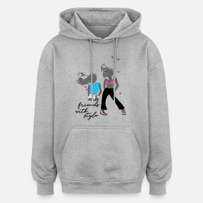 Filles, Amis, Mode - Sweat à capuche oversize unisexe - gris chiné