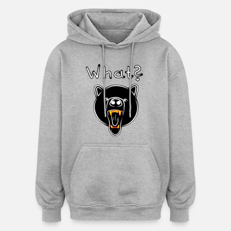 Grizzly Bear avec QUOI? - sombre - Sweat à capuche oversize unisexe - gris chiné