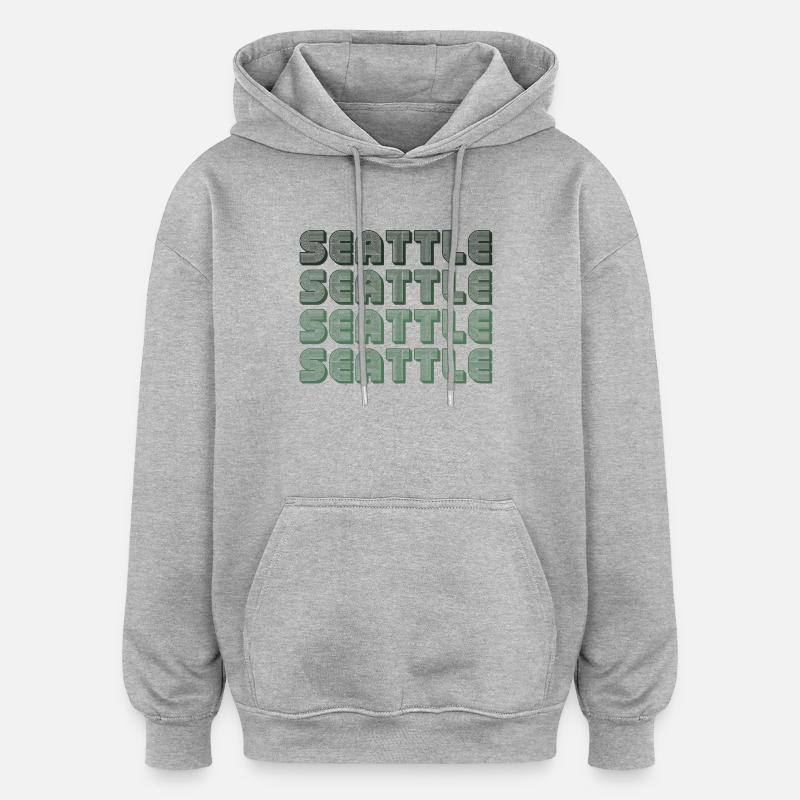 Motif de blocs de Seattle - Sweat à capuche oversize unisexe - gris chiné