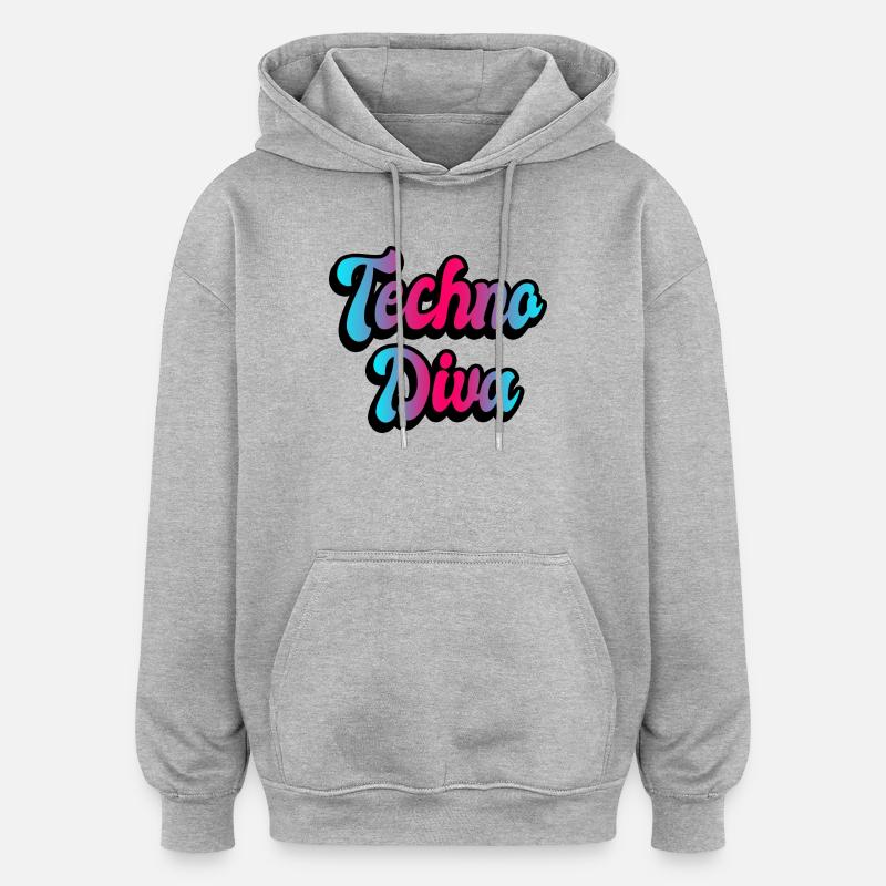 Diva de la techno - Sweat à capuche oversize unisexe - gris chiné