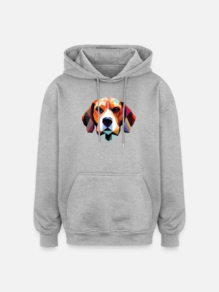 Beagle Dog Polygon - Oversized Unisex Hoodie - heather grey
