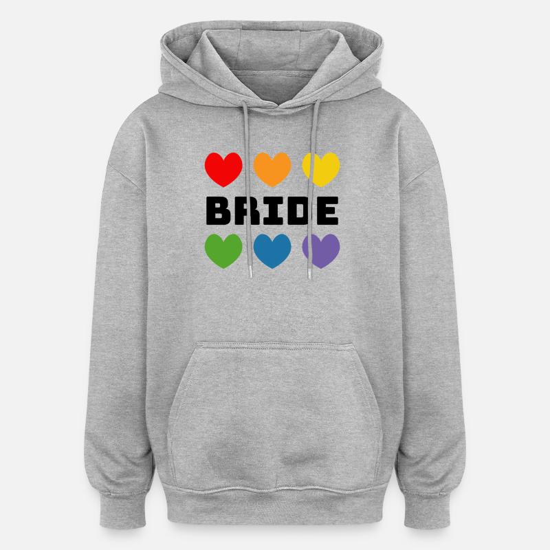 Rainbow Hearts Bride noir - Sweat à capuche oversize unisexe - gris chiné