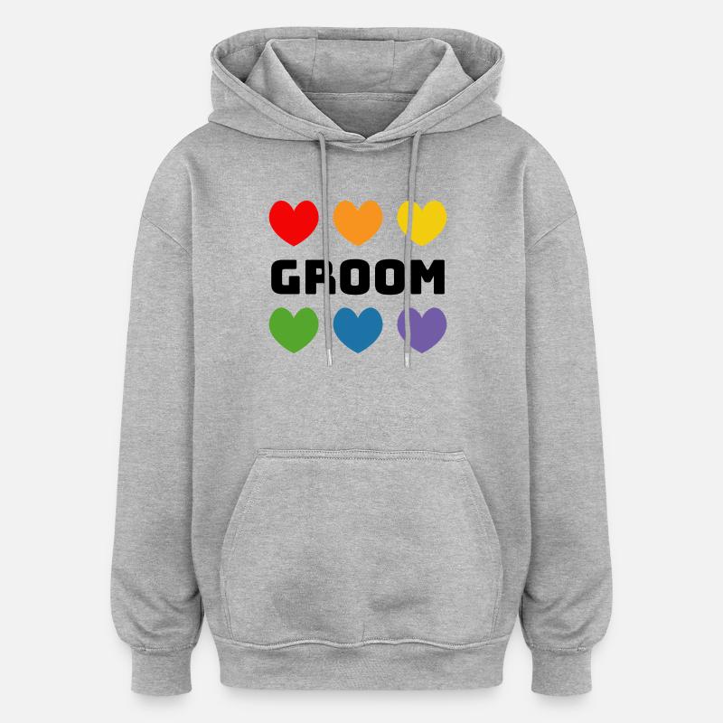Regenbogenherzchen Groom schwarz - Oversized Unisex Hoodie - Grau meliert
