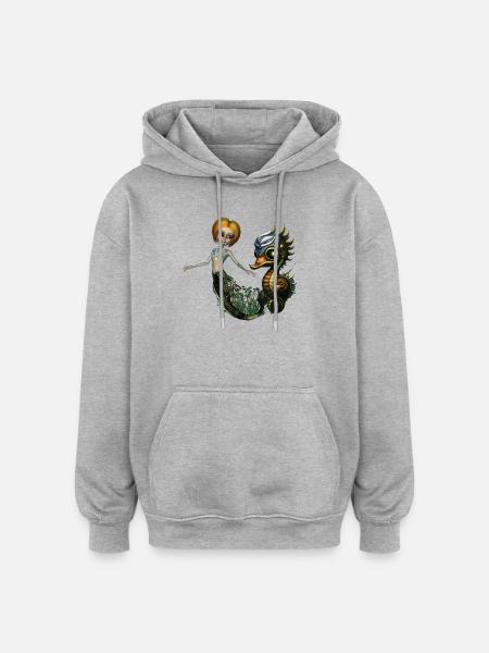 Die Freundschaft der Steampunk-Meerjungfrau - Oversized Unisex Hoodie - Grau meliert