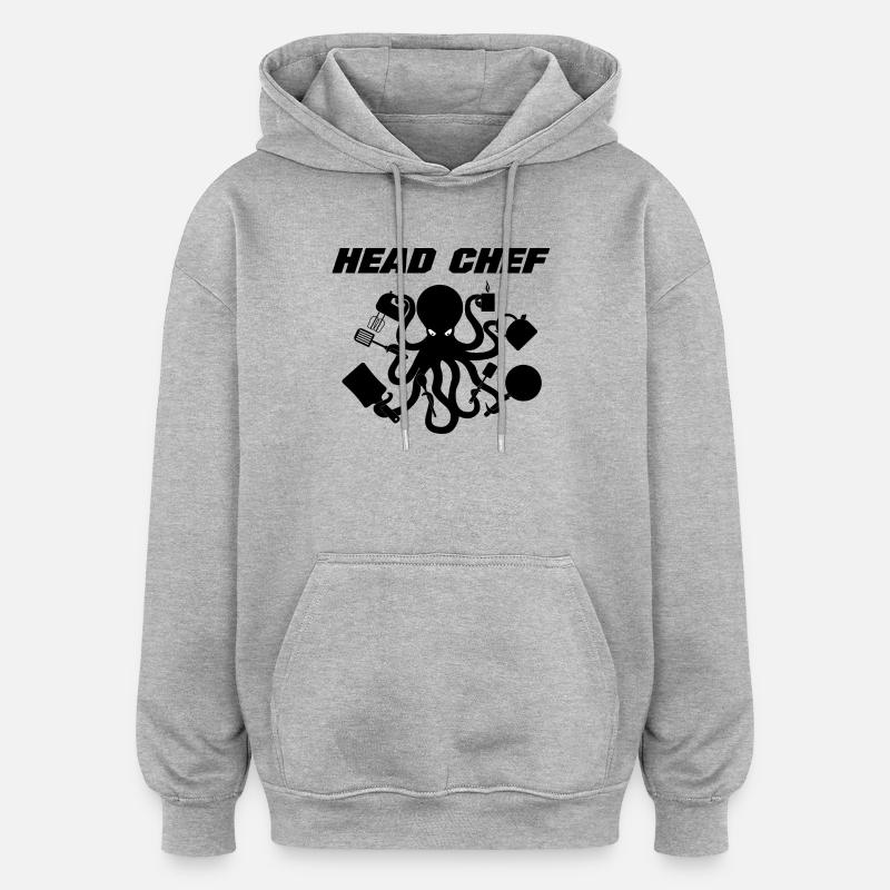 Chef cuisinier - Sweat à capuche oversize unisexe - gris chiné