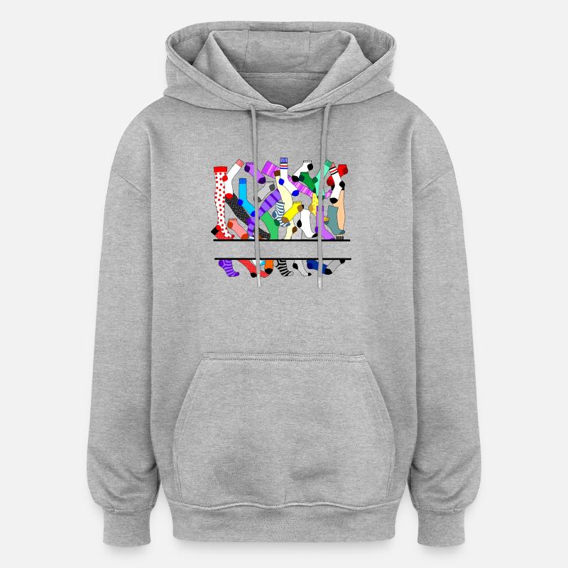 Logo des bas, collants et chaussettes - Sweat à capuche oversize unisexe - gris chiné