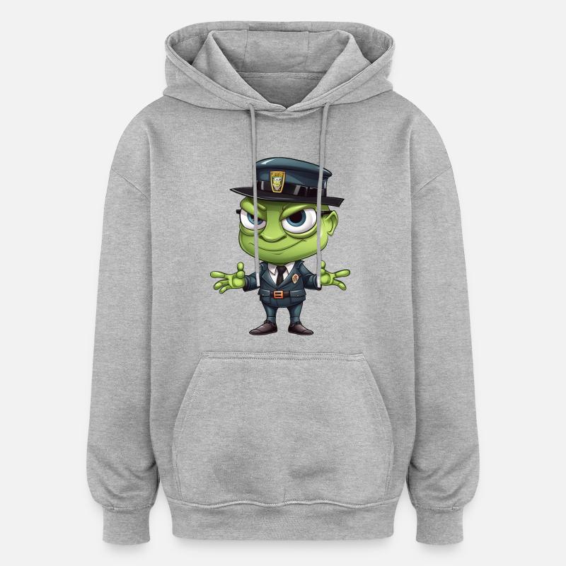 Grasshopper Polizei - Oversized Unisex Hoodie - Grau meliert