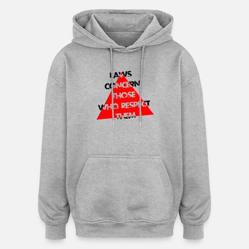 Triangle Rouge Distress Typographie - Sweat à capuche oversize unisexe - gris chiné