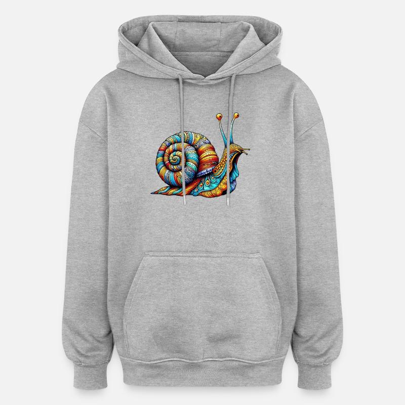 Schnecke - Oversized Unisex Hoodie - Grau meliert