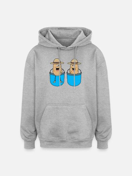 Påsar, Potatis, Grönsaker, Potatis Jordbrukare - Oversized luvtröja unisex - gråmelerad