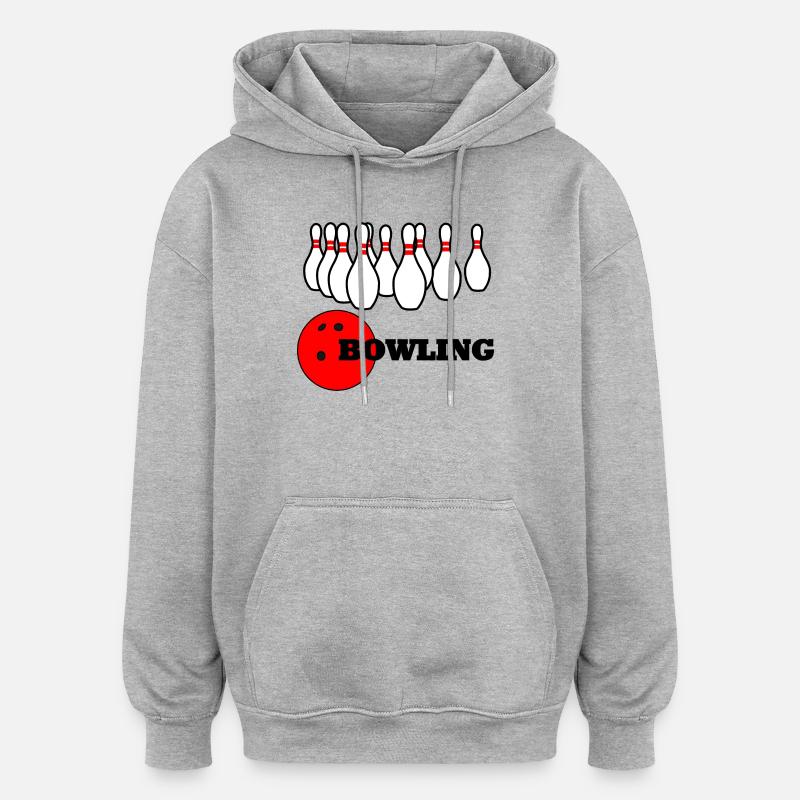 Logo de bowling - Sweat à capuche oversize unisexe - gris chiné