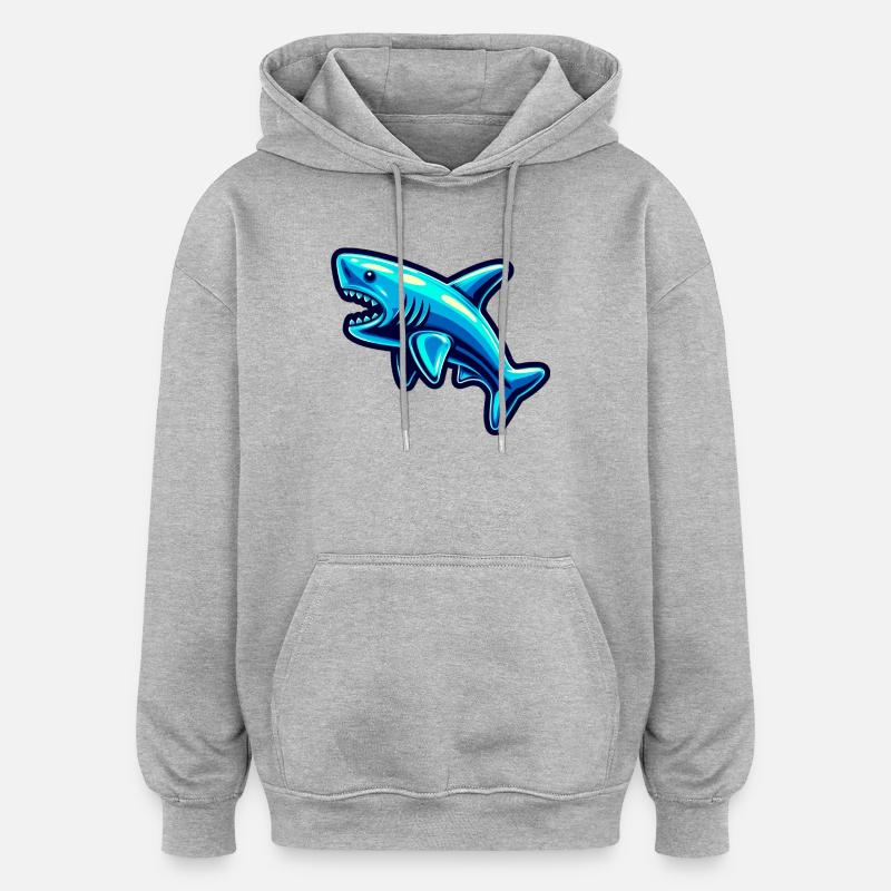 Requin - Sweat à capuche oversize unisexe - gris chiné