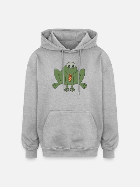 Frog with a tie - Oversized Unisex Hoodie - heather grey