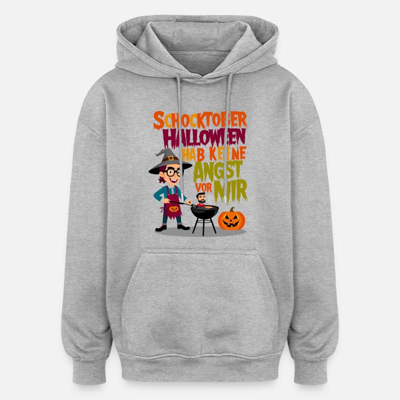 Choc Halloween - Sweat à capuche oversize unisexe - gris chiné