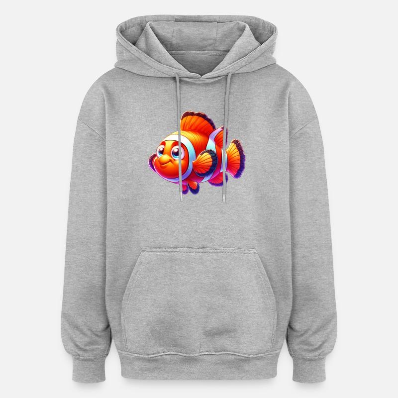 Poisson-clown - Sweat à capuche oversize unisexe - gris chiné