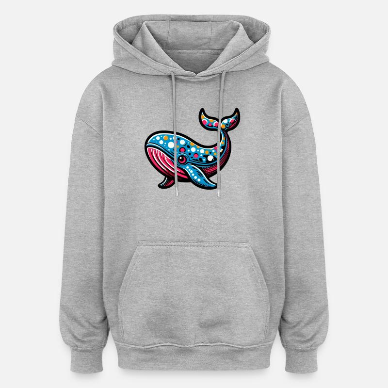 Baleine - Sweat à capuche oversize unisexe - gris chiné