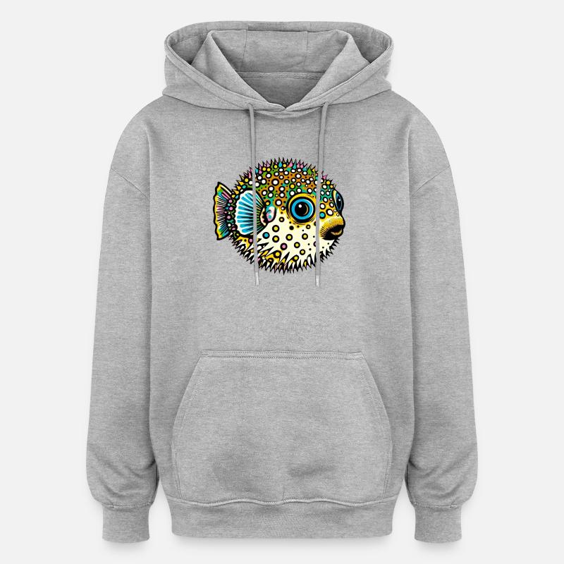 Kugelfisch - Oversized Unisex Hoodie - Grau meliert