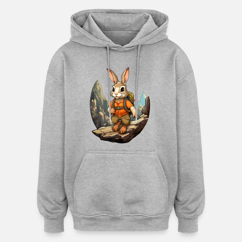 Lapin Alpiniste / Lapin de randonnée - Sweat à capuche oversize unisexe - gris chiné