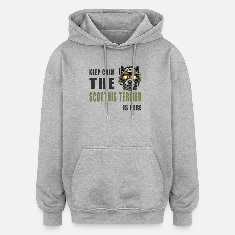 Terrier écossais Chien guerrier - Sweat à capuche oversize unisexe - gris chiné