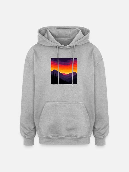 Sunset Over Wild Mountains - Oversized Unisex Hoodie - heather grey