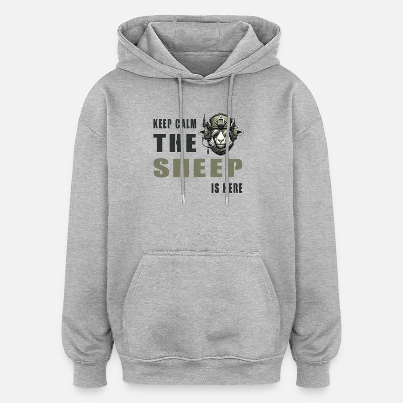 Mouton – Conception Keep Calm - Sweat à capuche oversize unisexe - gris chiné