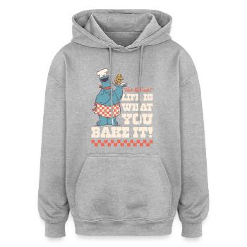 Sesamstraße Krümelmonster Life Is What You Bake It - Oversized Unisex Hoodie - Grau meliert - Vorne - Noah (186cm)