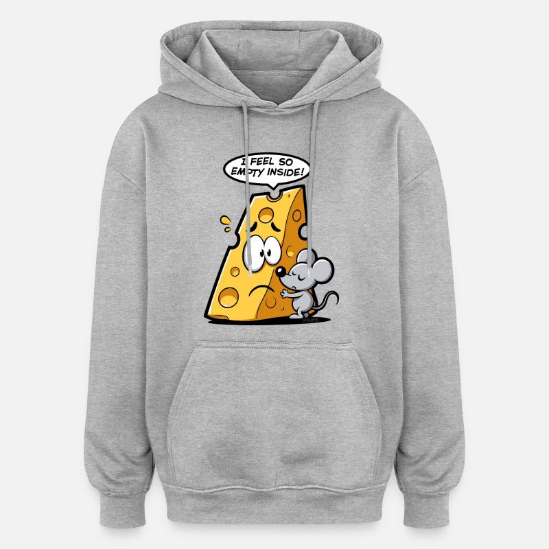 Fromage en crise existentielle 🧀🐭 - Sweat à capuche oversize unisexe - gris chiné