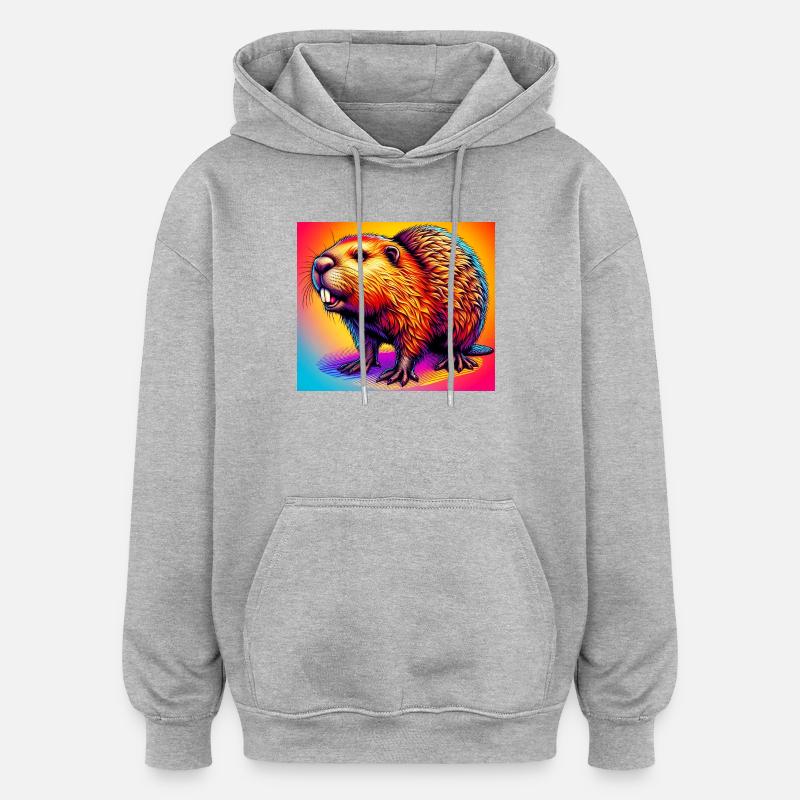 castor - Sweat à capuche oversize unisexe - gris chiné