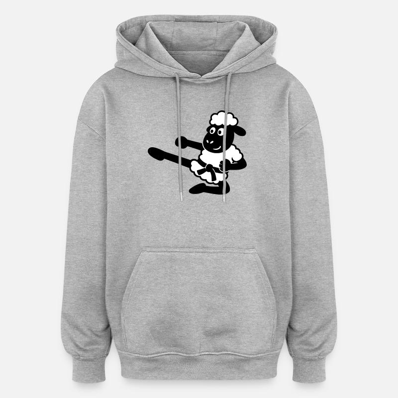 Karaté Mouton - Sweat à capuche oversize unisexe - gris chiné