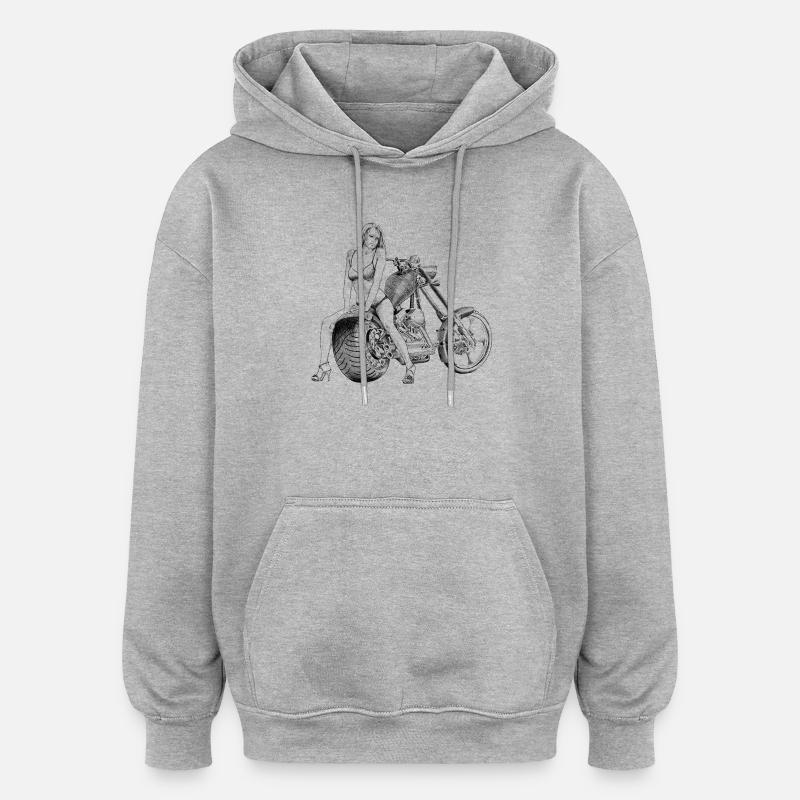 Bikini am Chopper - Oversized Unisex Hoodie - Grau meliert