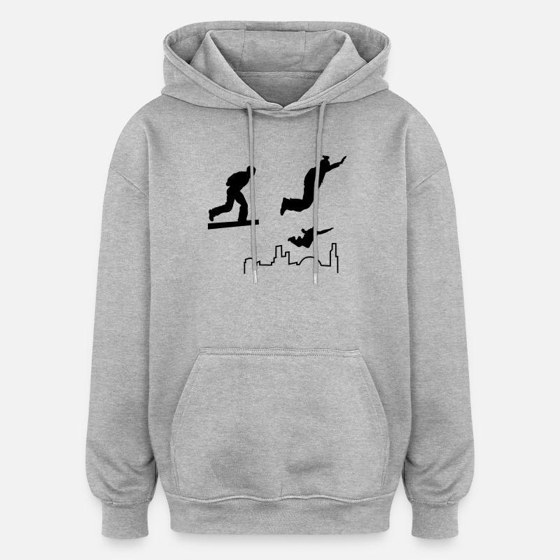 Saut de base - Sweat à capuche oversize unisexe - gris chiné