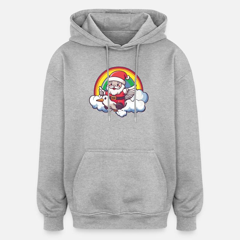 Noël Oiseau Colombe - Sweat à capuche oversize unisexe - gris chiné